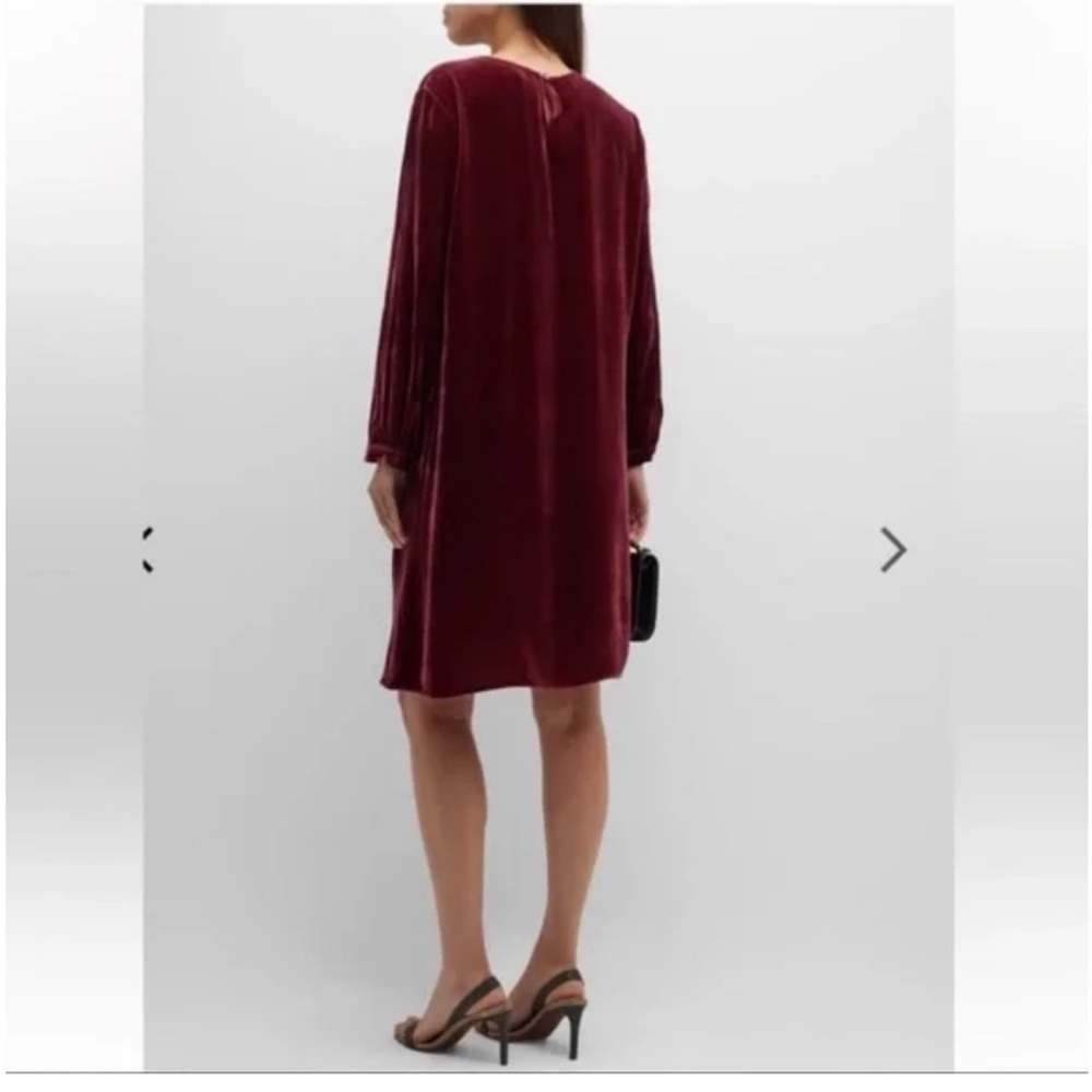 * New * Eileen Fisher Velvet Crew Shift Neck Dress Long Sleeve - Picture 3 of 11
